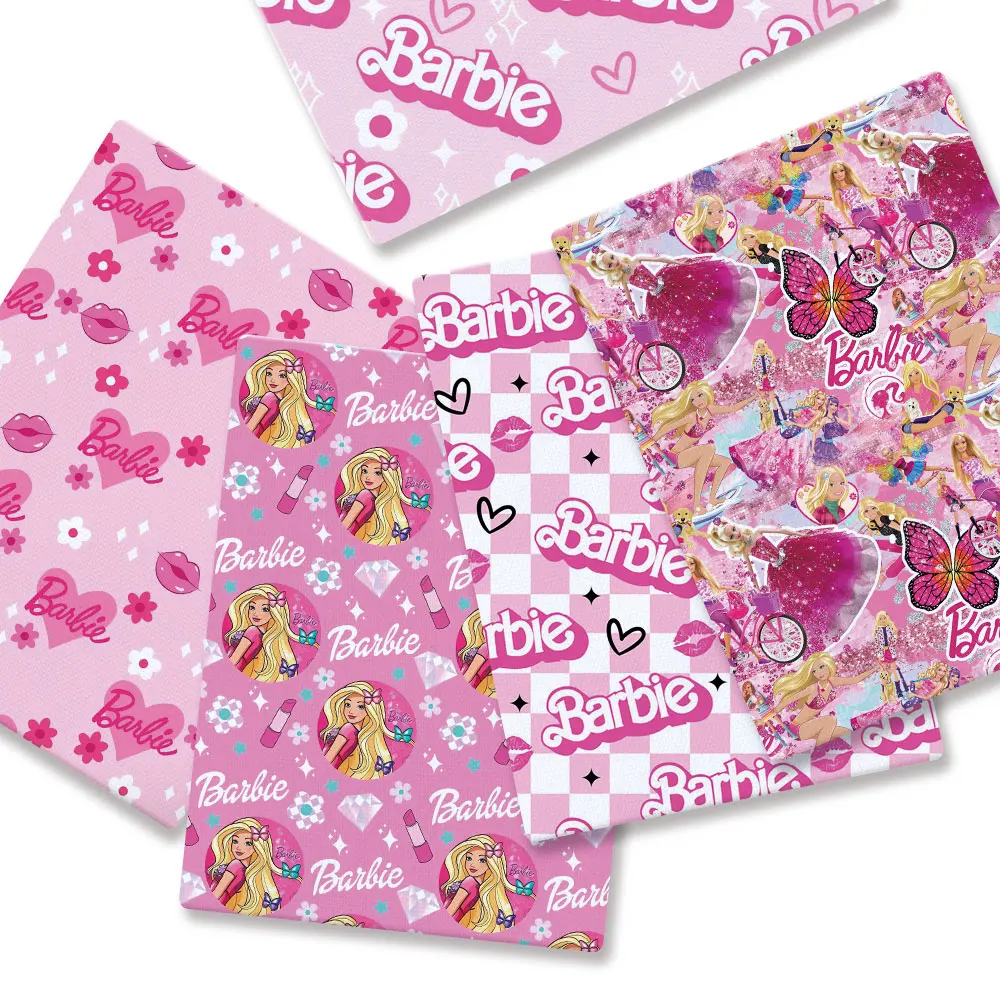 Barbie doll Cartoon Hot DIY handmade sewing patchwork quilting baby dress home sheet140cm printed fabric kids fabric