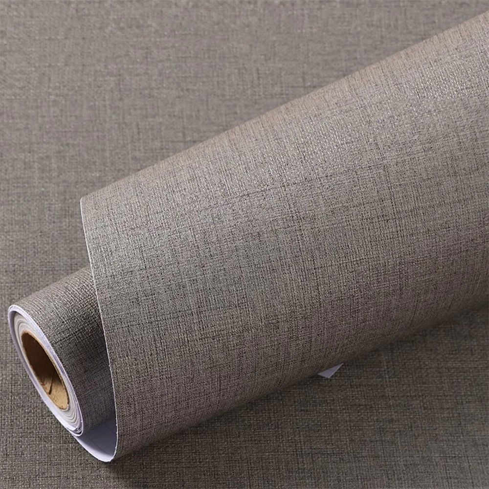 วอลเปเปอร์ลายหญ้าเทียมแบบติดผนังลายลินินสำหรับตกแต่งผนังห้องนอนห้องนั่งเล่นตู้ครัวและเคาน์เตอร์ 1