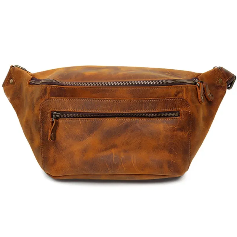 

Newsbirds High Quality Vintage Leather Chest Bag Waist Natural Cowskin Male Casual Outdoor Small s For Men Pack