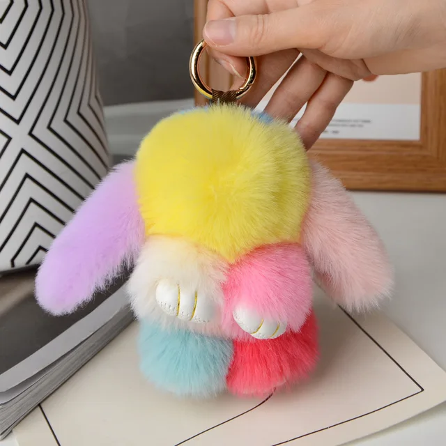 Doux Lapin Porte-clé Jouet - Peluche chaîne de Fourrure - Mignon Moelleux  Animaux poupée Pompom Bague Fille Petit Cadeau Femme Bou Rose - Cdiscount  Bagagerie - Maroquinerie