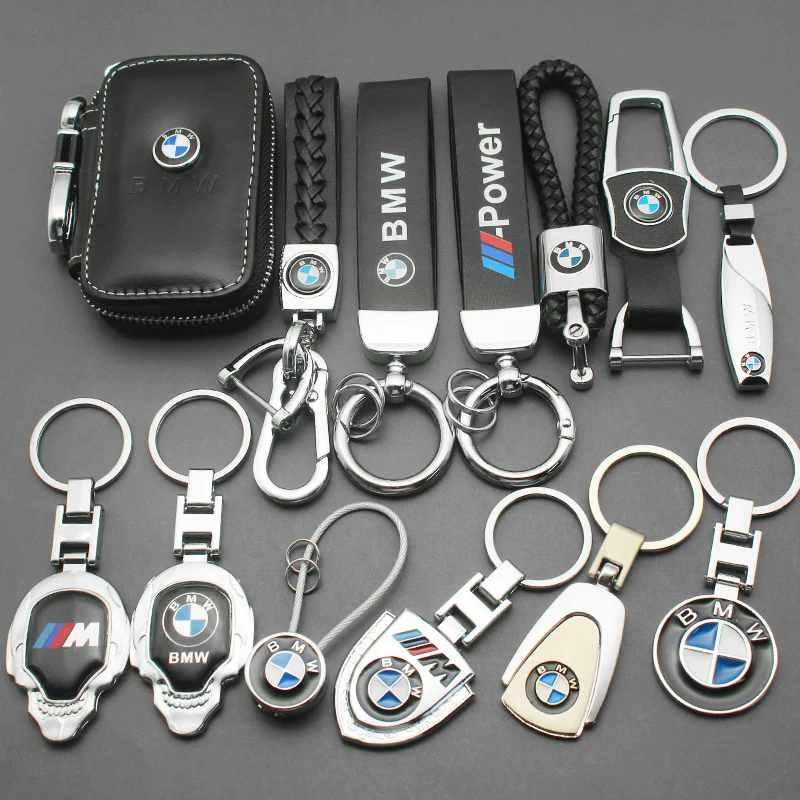 Porte-clés emblème métallique 3D de style de voiture, Badge tissé en cuir, accessoires pour BMW E46 X1 X2 X3 X4 X5 X6 F48 G01 E84 E83 F30 M