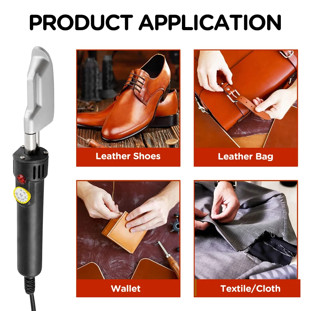 Leather Iron LED Display Handle Electric Mini Leather Iron Crease Removal For Crafts Quilting Clothes Leatherwear Bag