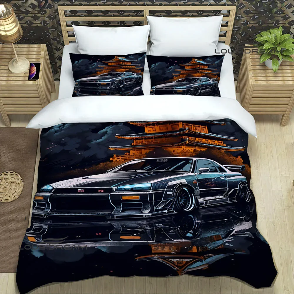 GTR racing retro printed Bedding Sets exquisite bed supplies set duvet cover bed comforter set bedding set luxury birthday gift 4