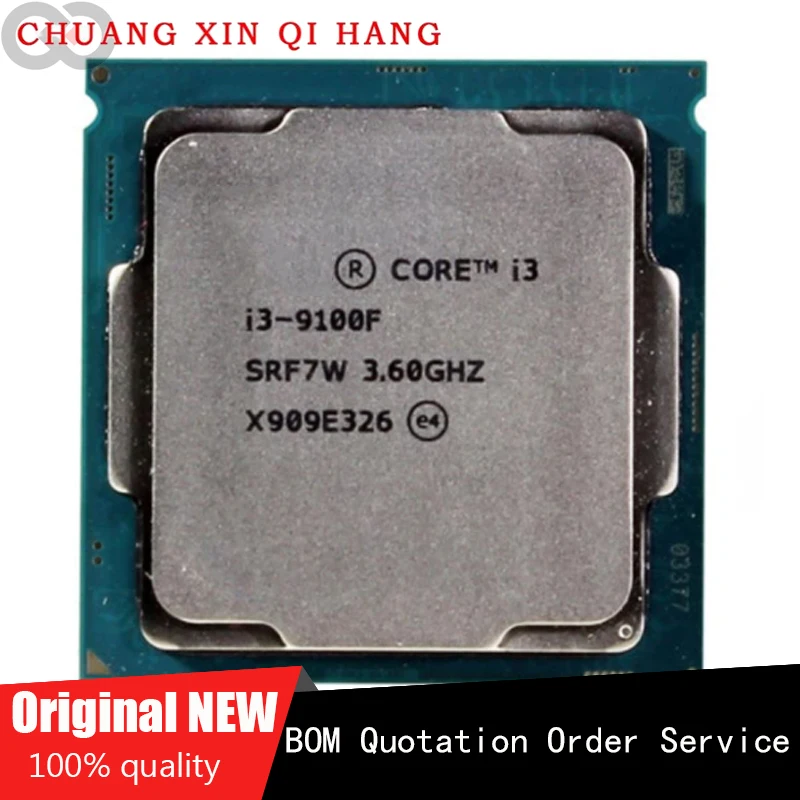 Used for Intel Core I3 9100F i3 9100F 3.6GHz SRF7W SRF6N Quad core Four thread CPU 65W 6M Processor LGA 1151 Suitable for