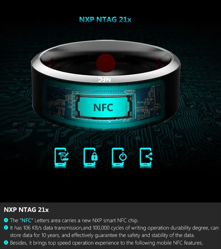 NEW Xiaomi NFC Smart Ring Electronic Bluetooth Ring Solar Ring IC/ID  Rewritable