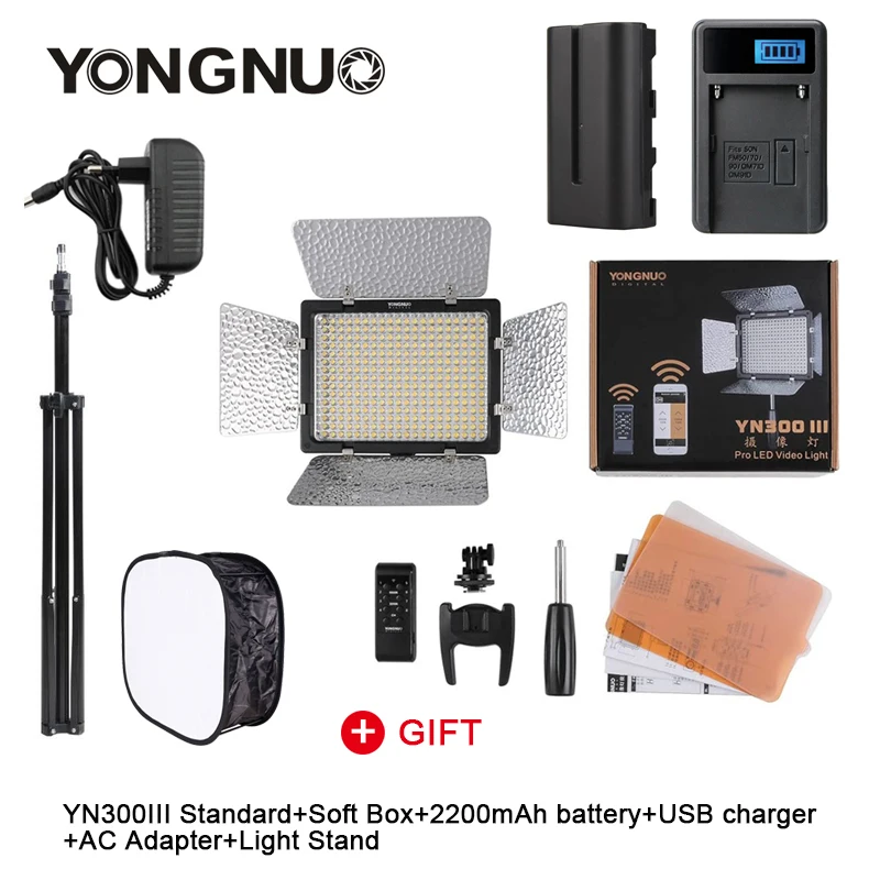 YongNuo YN300 III YN300III 3200k-5500K CRI95 カメラ写真 LED ビデオ