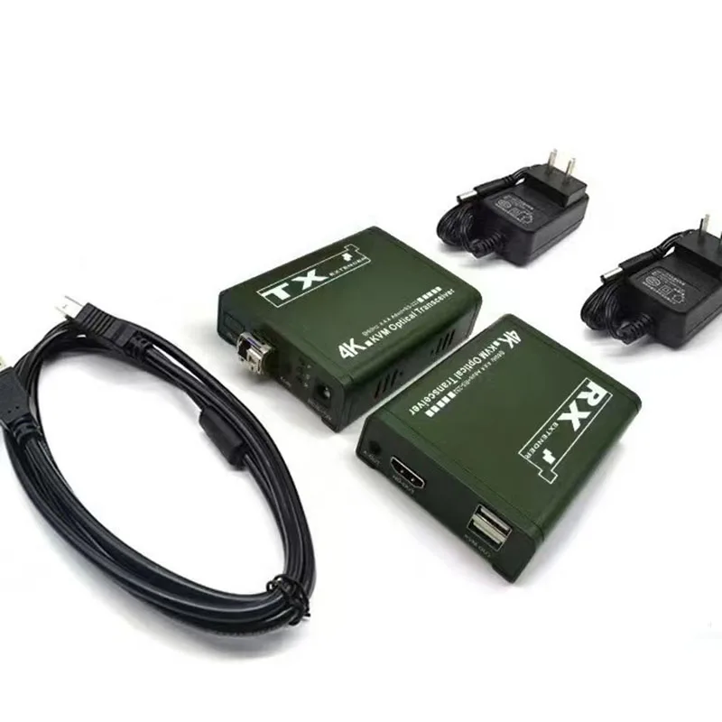 HDMI 4K 60Hz를 단일 LC 케이블을 통해 10Km까지 지원하는 EDID 지원 마우스 키보드 포함 USB 광 트랜시버를 통한 광섬유 KVM 연장기