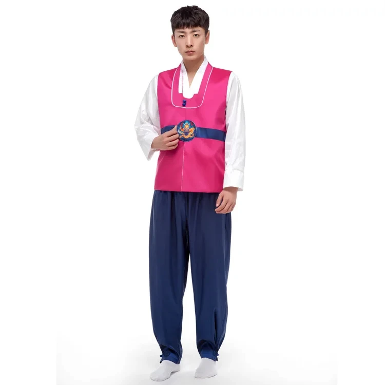 Men Hanbok Male Korea Tradition Costume 3 PCS Hanfu Korea Folk Clothes Stage Performance Party Cosplay Costume