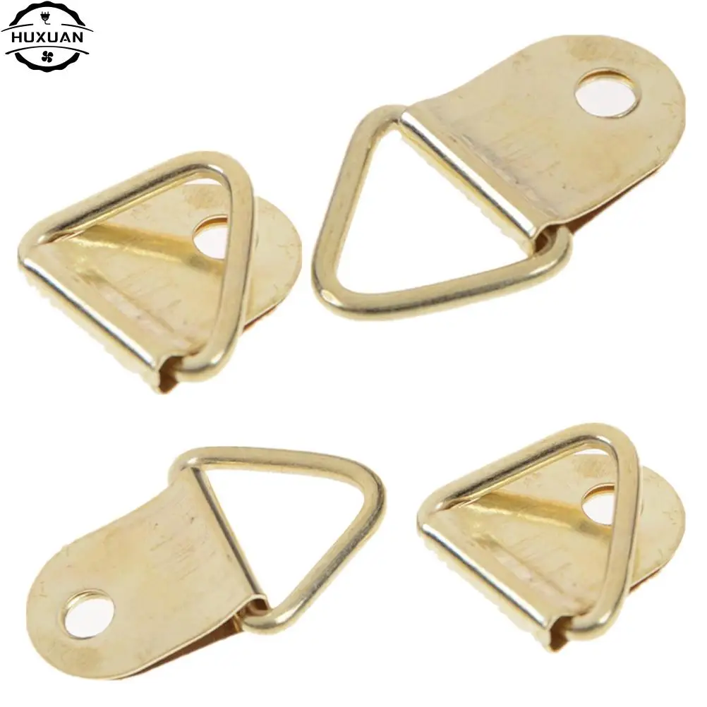 Strong Golden D Rings Decor Picture Frames Hanger Hooks Hanging Triangle Screws Helper 9x20mm 10Pcs picture frame hangers hanging hooks round d ring buckle