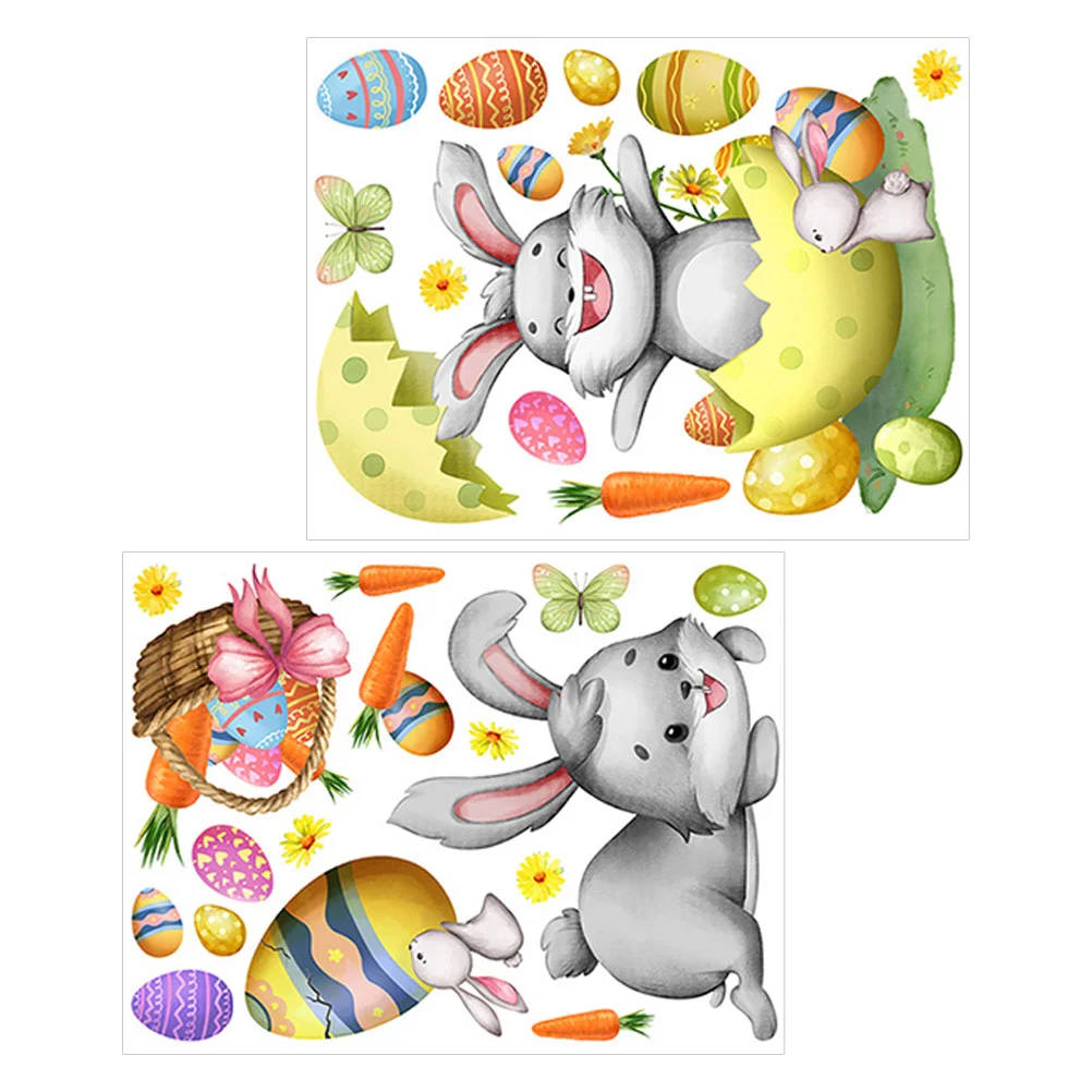 

1 Set Static Window Cling Static Rabbit Easter Egg Window Sticker Easter Window Decoration