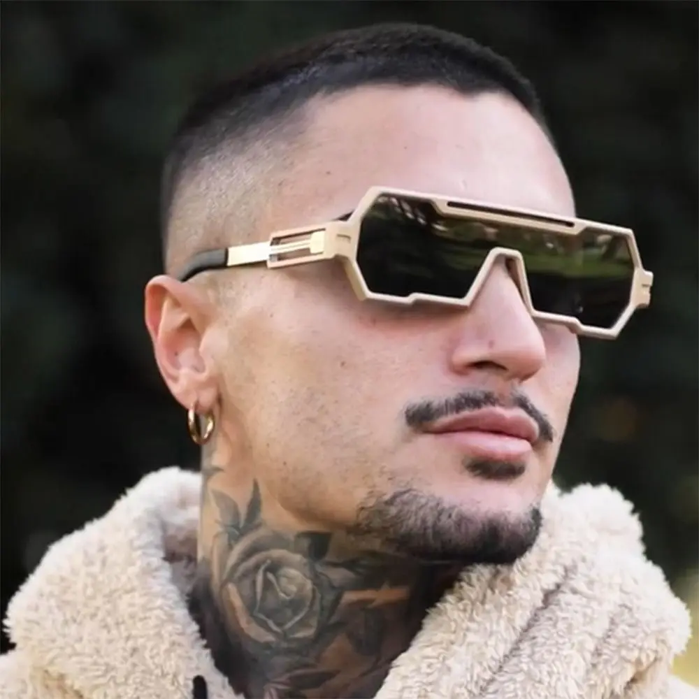 

Metal Steampunk Sunglasses Retro Punk UV400 Protection Irregular Square Sun Glasses Big Frame Shades for Men