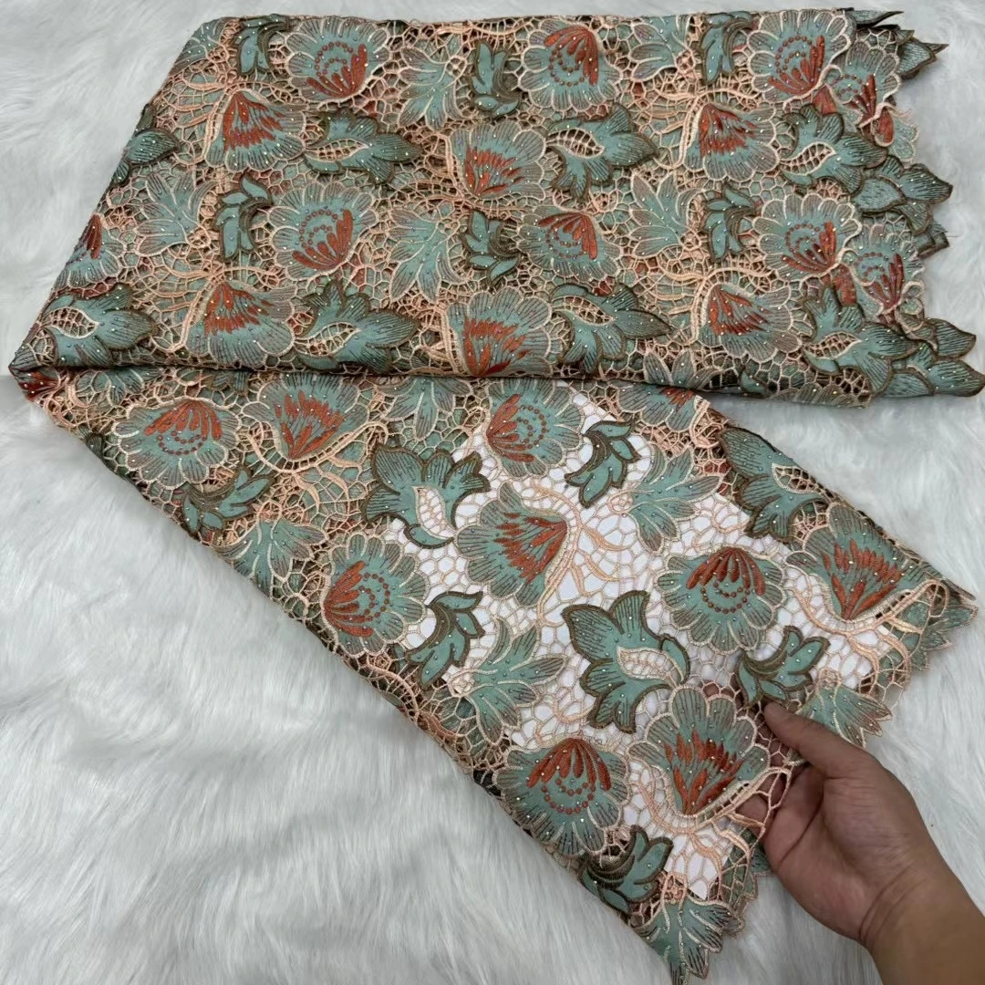 

Latest 2024 African Lace Fabric High Quality,Cotton Fabric Per Meter,Rhinestone,Embroidery,Linen,Party Dresses,Tulle,5 Yards