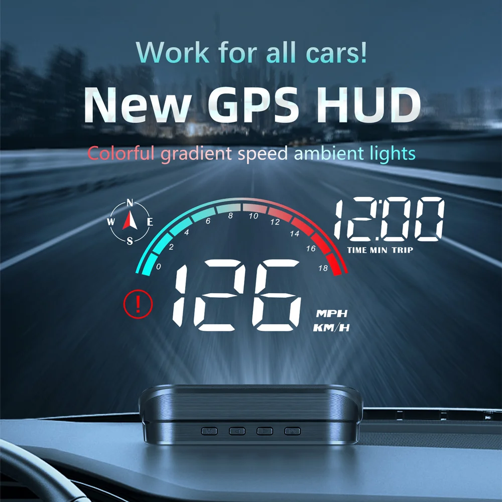 

M22 Car Head Up Display Speed RPM MPH HUD GPS Speedometer Projector Screen Dashboard with Odometer Overspeed Alarm For All Cars
