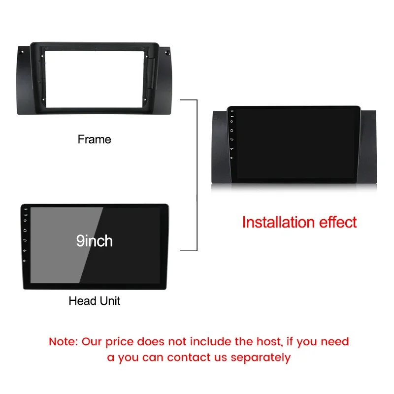 2DIN ڵ  , BMW 5 E39 E53 X5 1995-2006, 9 ġ ũ ٸ ׷ DVD Ʈ ġ г ŰƮ   ÷Ʈ