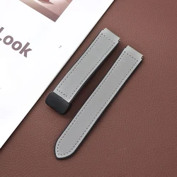 Breathable Silicone Leather Smart Watch Strap - Quick Release 22mm Steel Wristband - 20mm (Grey)