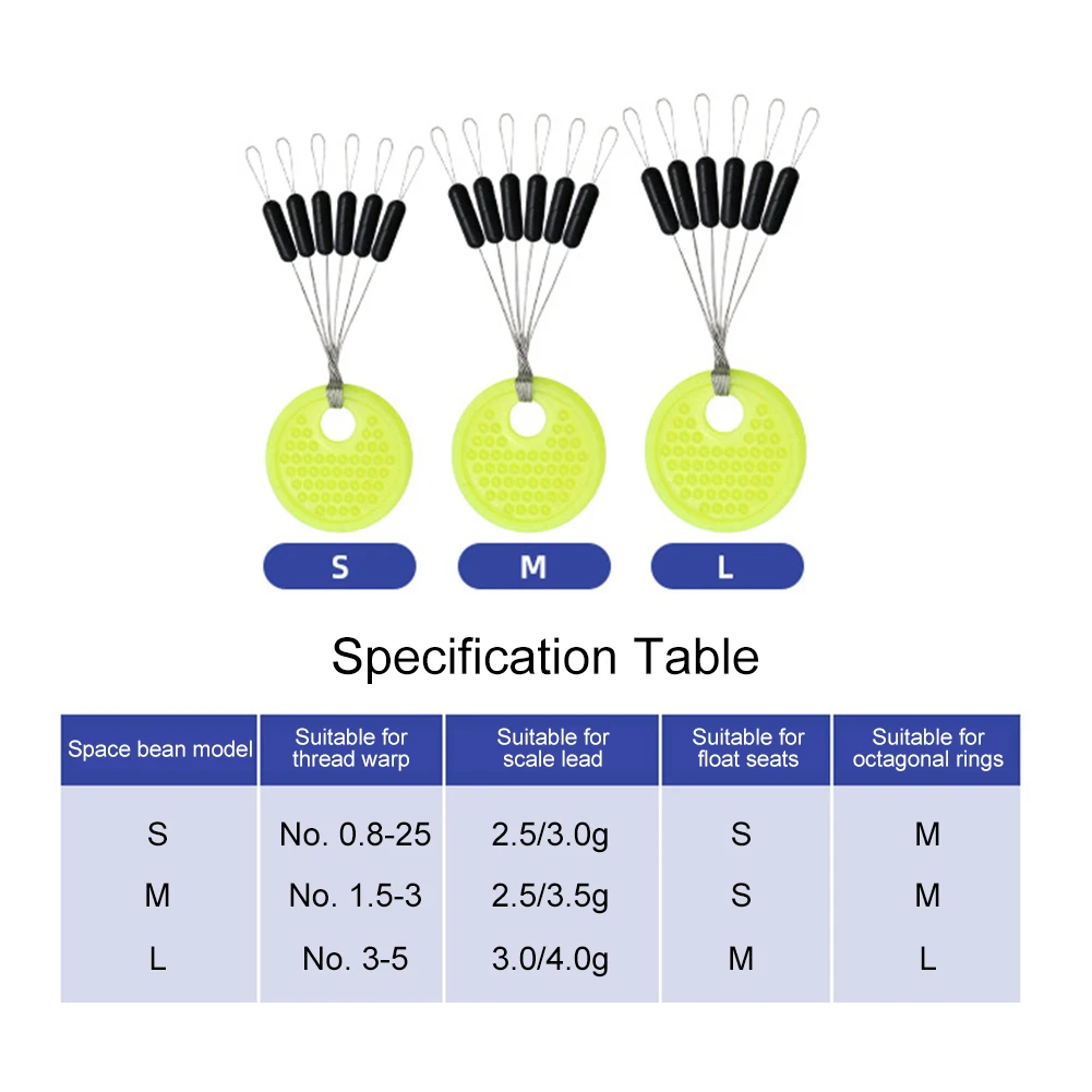 60/360Pcs 10Set S M L Rubber Space Beans Oval/Long Column Stopper Fishing Bobber Float Fishing Float Folat Line Stopper