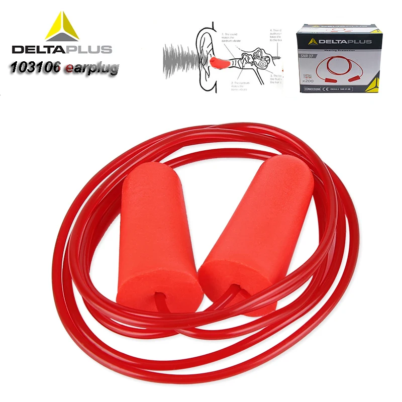 

Deltaplus 103106 Anti-noise earplugs High quality ribbon Noise reduction (SNR) 37db-(NNR)31db work study sleep Ear protector