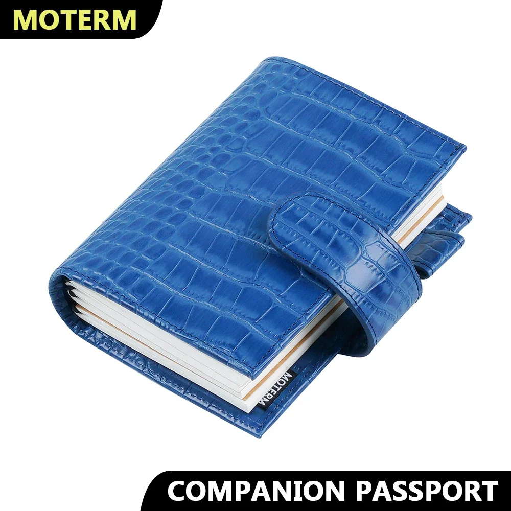 

Moterm Companion Travel Journal Passport Size Notebook Genuine Cowhide Organizer with Back Pocket and Clasp