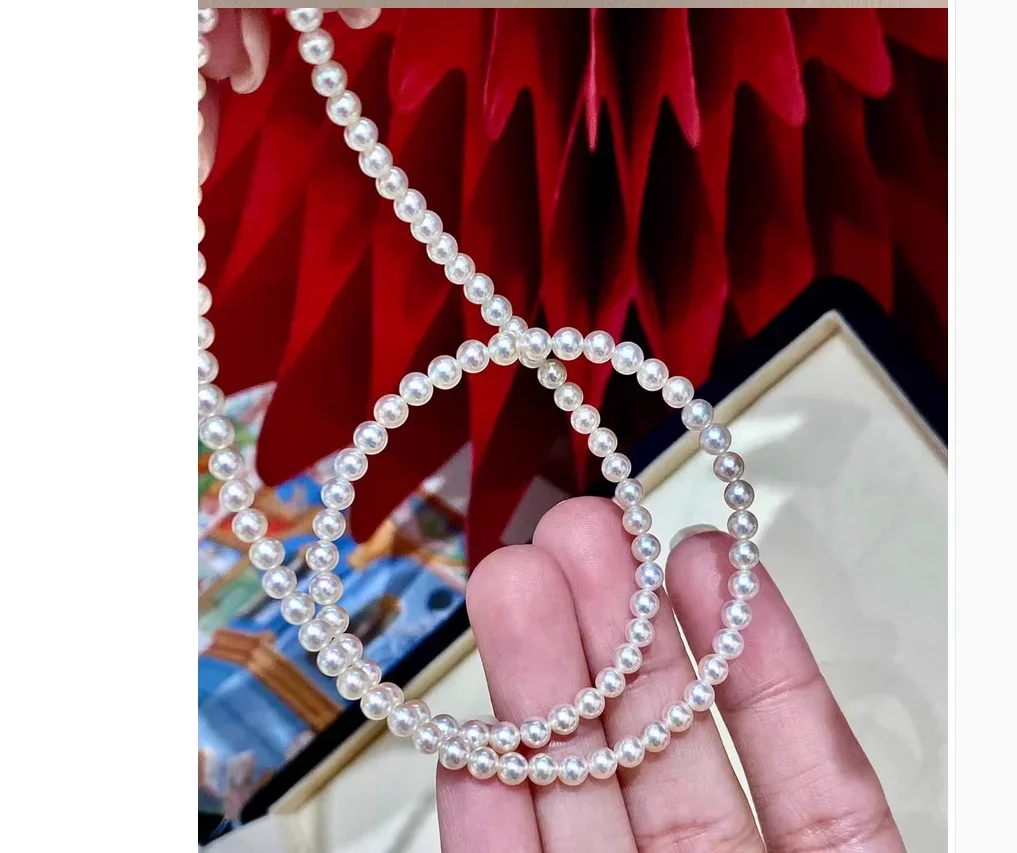 

Rare 17"7-8mm South Sea White Pearl Necklace Pendants 925 Sterling Silver