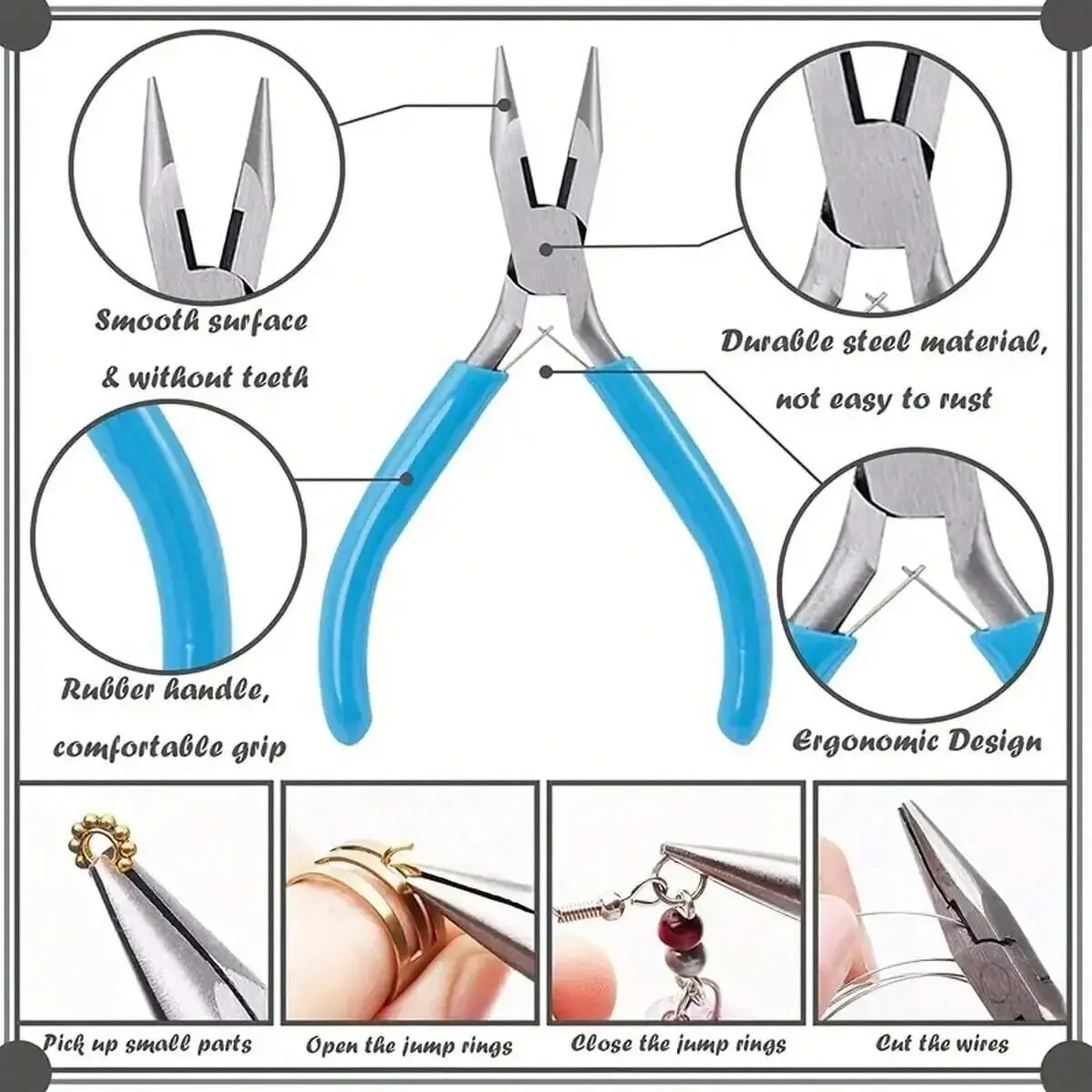 Jewelry Pliers 3pcs Jewelry Making Set Needle Nose Chain Nose Round Nose & Wire Cutter for Jewelry Repair Wire Wrapping