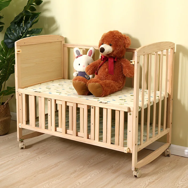 Solid wood crib, multifunctional baby bed, children's bed, cradle mosquito net, support one piece