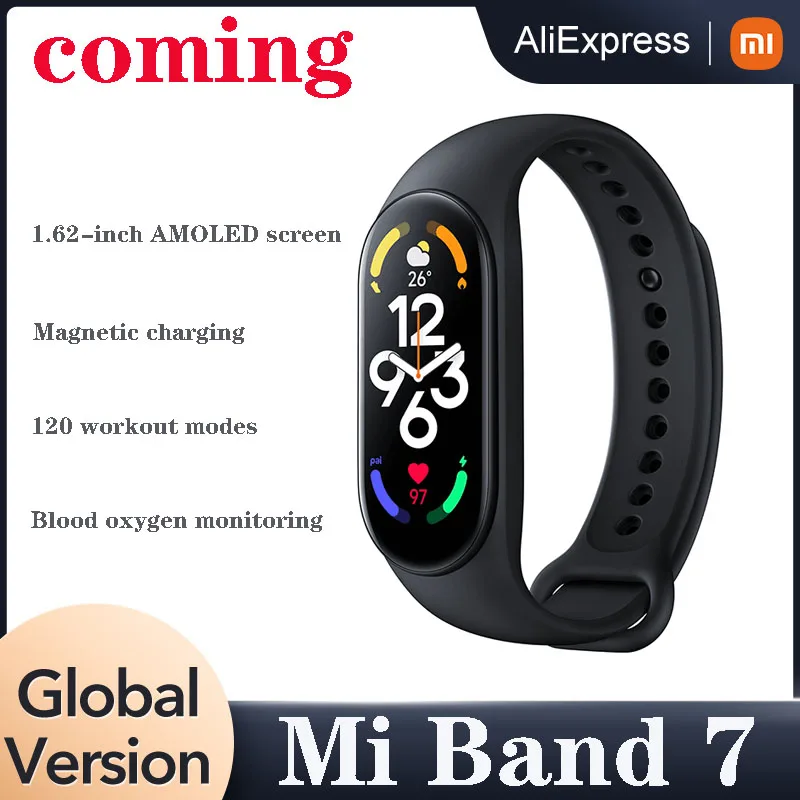 

Original Xiaomi Mi Band 7 Smart Sports Band 1.62" AMOLED Magnetic Charging 120 Workout Modes Blood Oxygen Monitoring