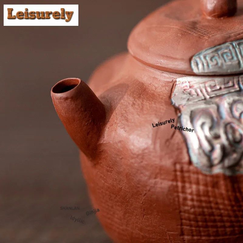 160ml Drawing Silver Dragon Pattern Teapot Handmade Tea Infuser Pot Tea Making Kettle With Ball Hole For Tea Accessories Gift