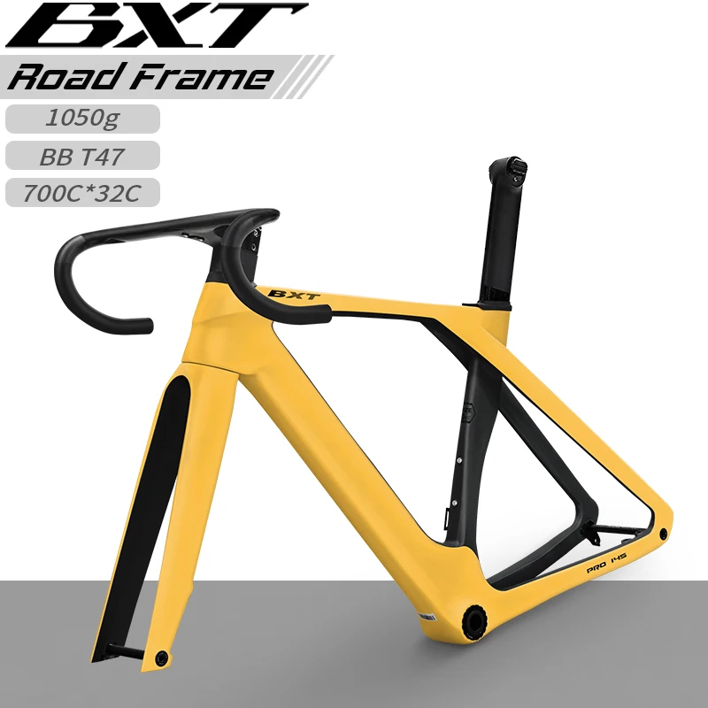 Cadre Vélo Carbone BXT 700C Route - Kit Cadre Frein à Disque T47, Taille 58cm, 1050g