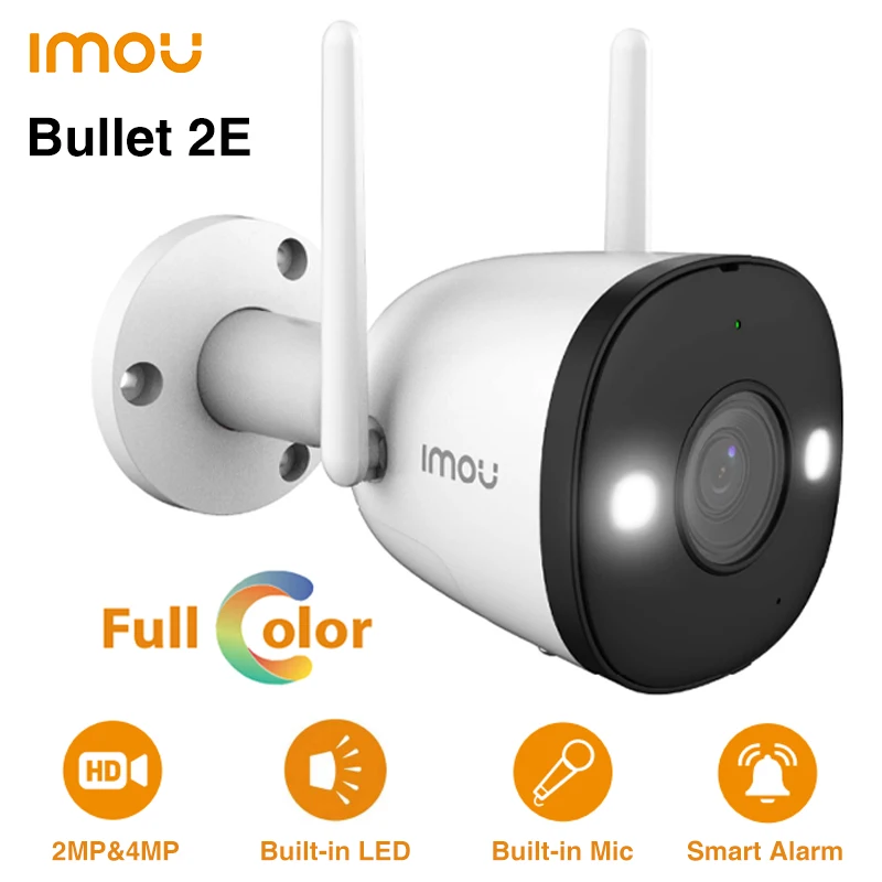 IMOU Bullet 2E 4MP 2MP Full Color IP Camera Built In LED Light Microphone HD Night Vision Human Detection Outdoor Smart Security