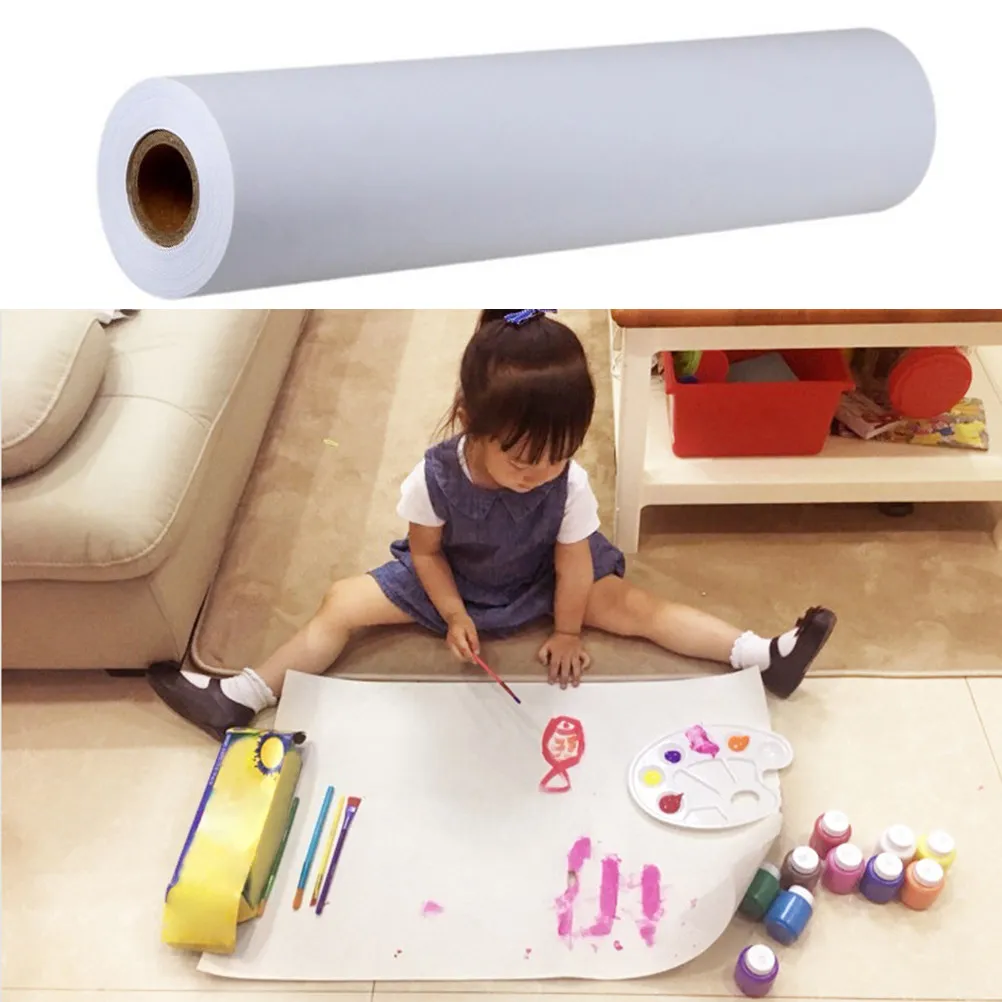 드로잉 종이 롤 흰색 두꺼운 표면 어린이 공예용 아크릴 스케치 수채화 그림 종이 빈 드로잉 종이