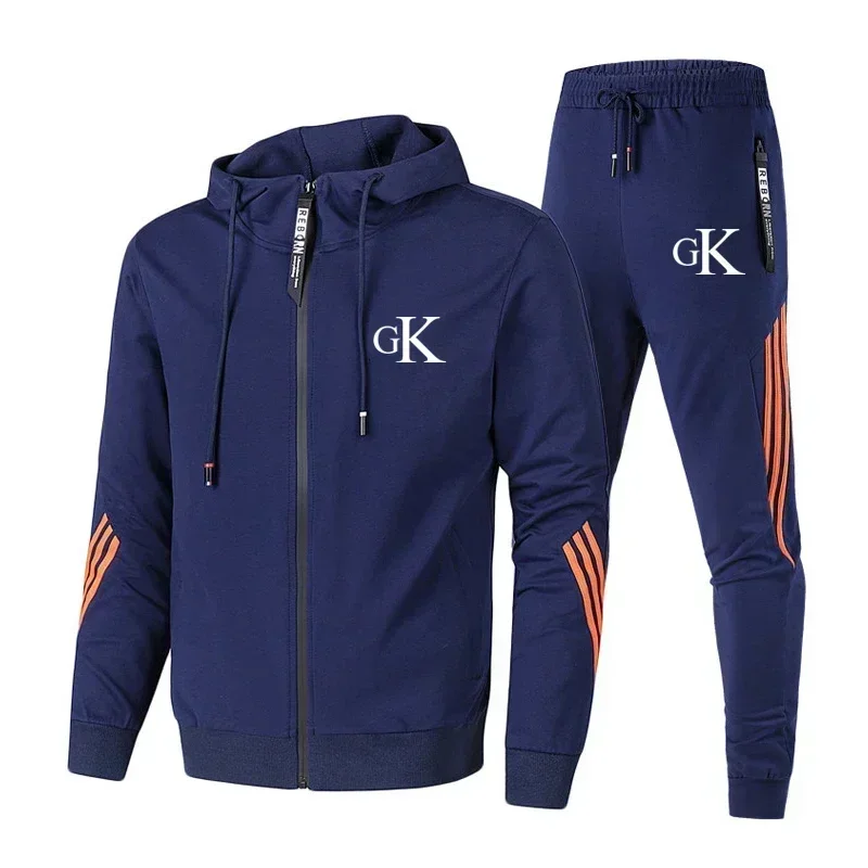 thumbnail image 1 of Nuevo ocio simplicidad moda ropa deportiva cárdigan manga larga correr estampado conjunto de dos piezas para hombres deportes de primavera y otoño, 1 of 5