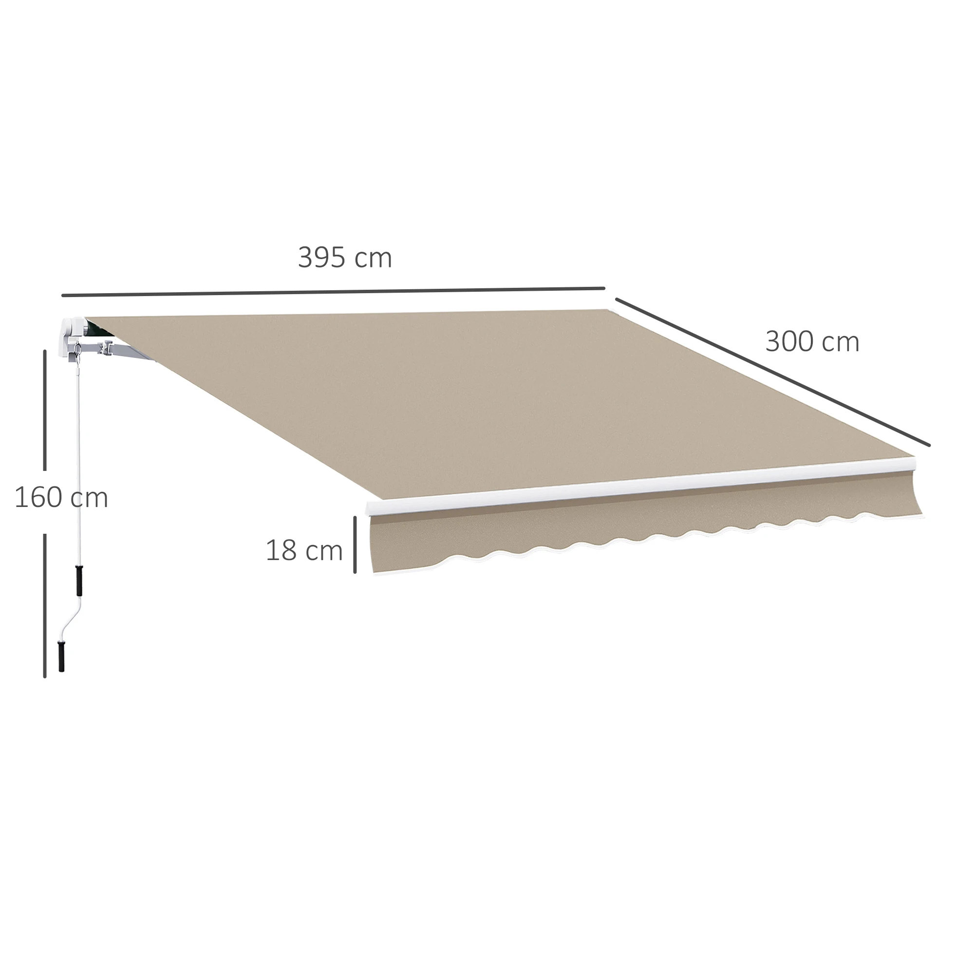 Aluminium Gelenkarm Markise 3,95m Beige, Außen-Sonnenschutz für Balkon und Terrasse – Detail 3