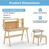 Kids Desk and Chair Set, Desk Hutch with Cork Bulletin Board, Wood Writing Desk for Kids, Suitable for Study Room, Bedroom 6