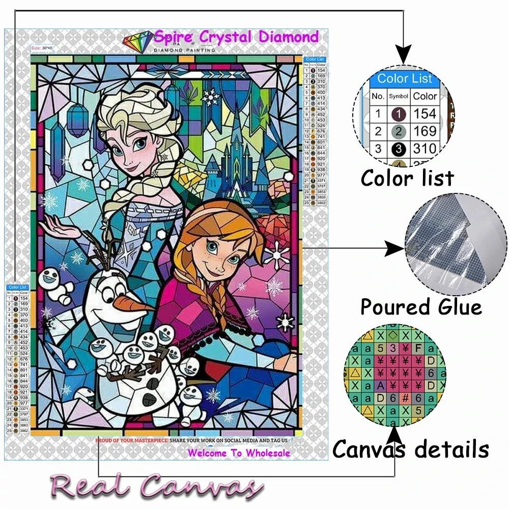 Stained Glass Disney Princess Fairy Dust Diamond Painting Kits Embroidery  Snow White Jasmine Elsa Crosss Stitch Home Decor Gift - AliExpress