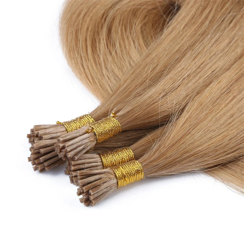 Blonde I Tip Hair Extensions 12"-28" Natural Straight Real Human Hair Extension 50g/pack Thin Ends Fusion I Tip Extensions