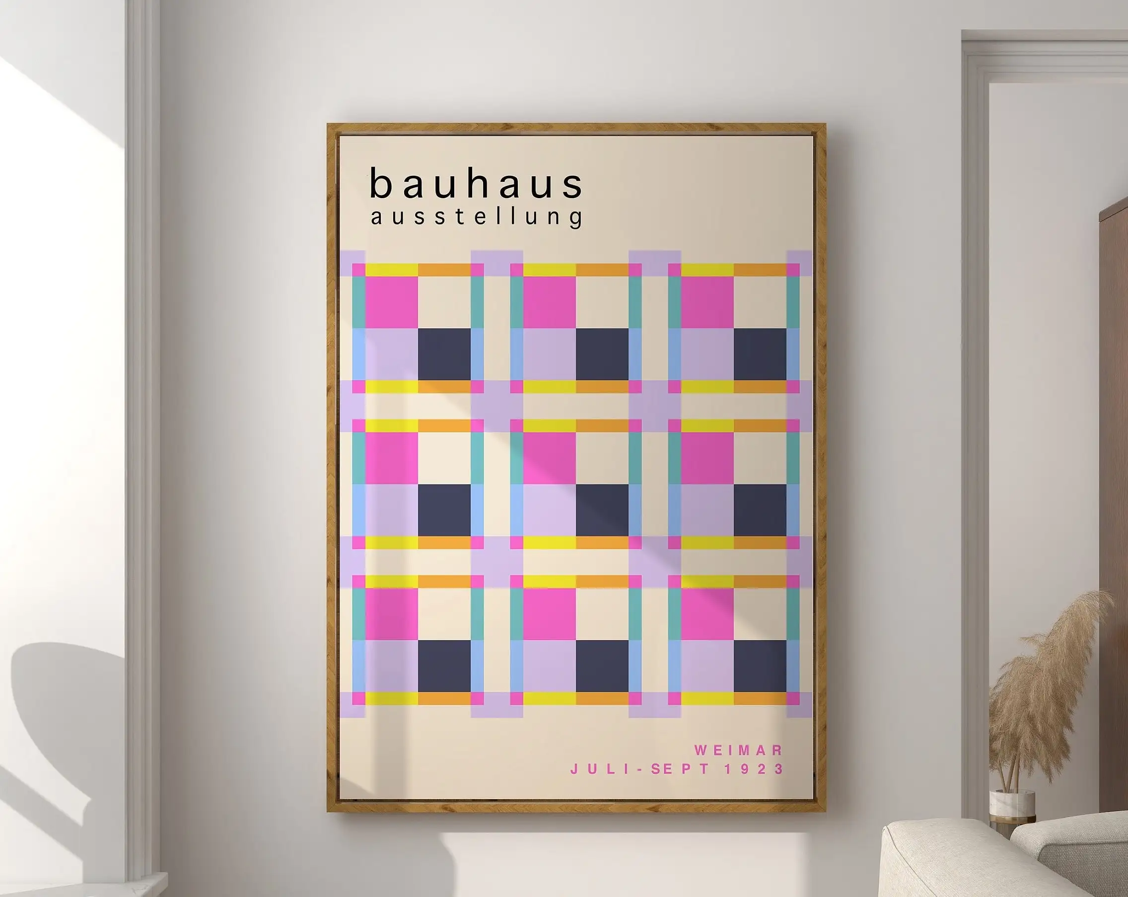 Modernist Bauhaus Geometric Canvas Poster Retro Mid Century Home Decor Wall Art