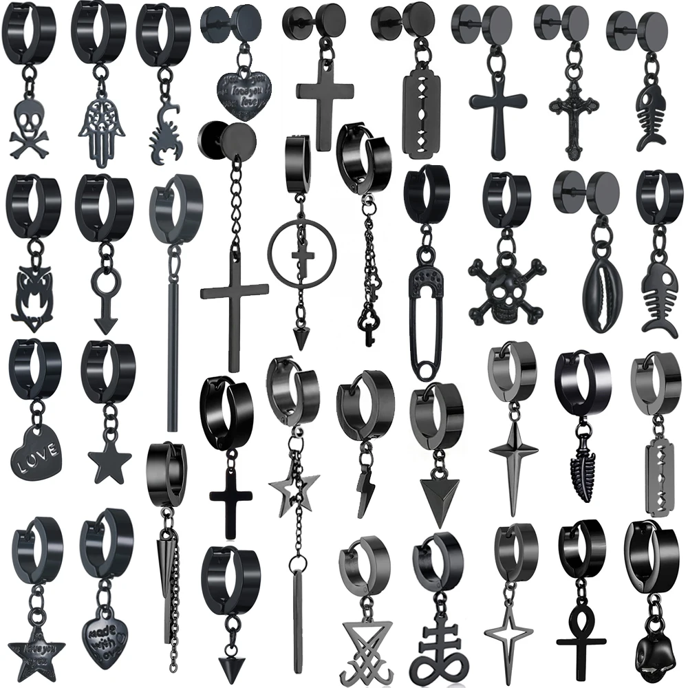 Punk Stud Cross Earrings For Men and Women Stainless/Titanium Steel