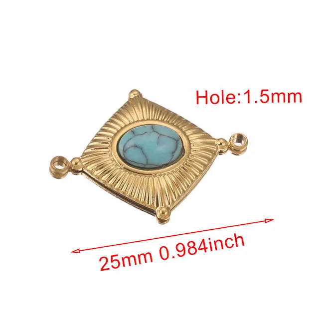Stainless Steel Double Holes Rhombus with Natural Stone Bracelet Necklace Pendant Connectors for DIY Jewelry Making 6