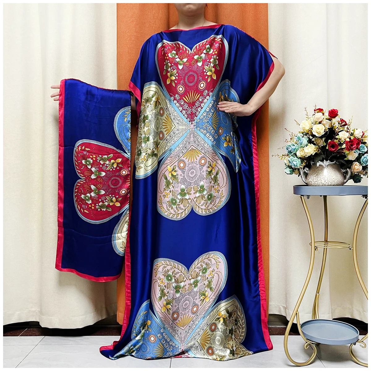

New Fashion Print Islam Turkey Loose Elegant Femme Robe New Silk Oversize African Women Clothing Dubai Dashiki Abaya Free Size