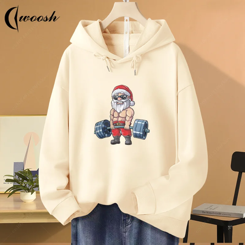 

Limited Cotton Hoodie Women Harajuku Hooded Shirt Autumn Winter Fleece Sweatshirt Graphic Print Pullovers Funny Santa Claus Tops