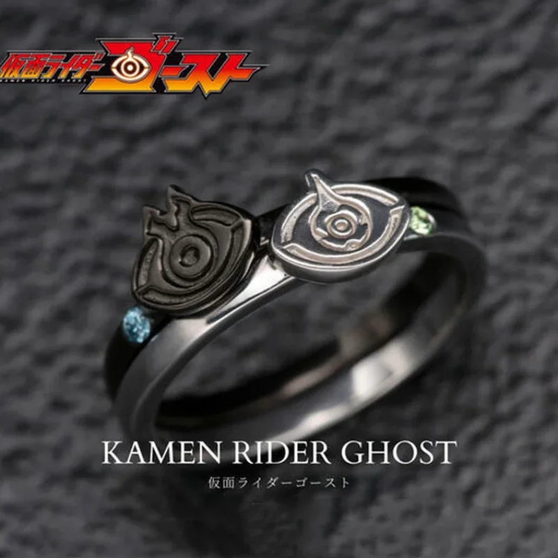 Kamen Rider Ghost Ring Man Masked Rider Blue Green Zircone Rings Donna Lega Di Zinco Cos Anime Accessori Moda Coppie Gioielli