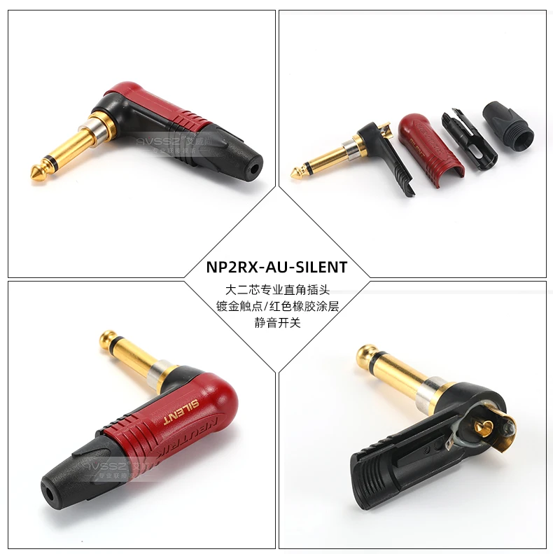 Neutrik NPR2X NP2X-AU-SILENT 6,5 mm Winkel 1/4 Zoll professioneller Instrumentengitarrenstopfen vergoldete Kontakte – Detail 9