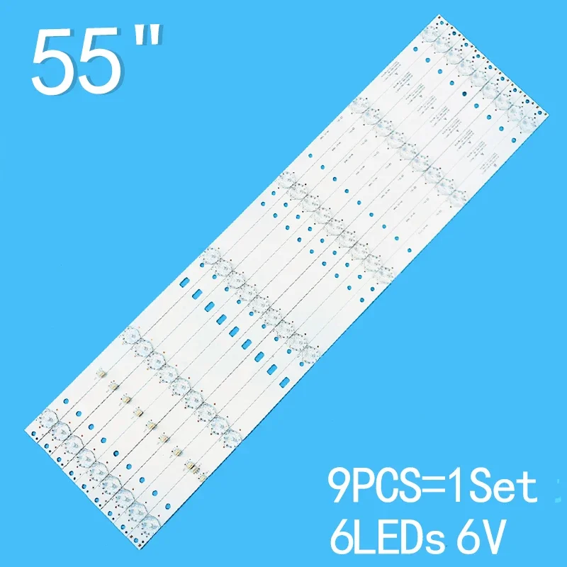 

Новинка, 9 шт./лот, 8A + 1B 6 светодиодов, 6 в, для 55 "TV 5530 DU551000 JS-D-JP5510-A61EC (60517), E55DU1000, 4K