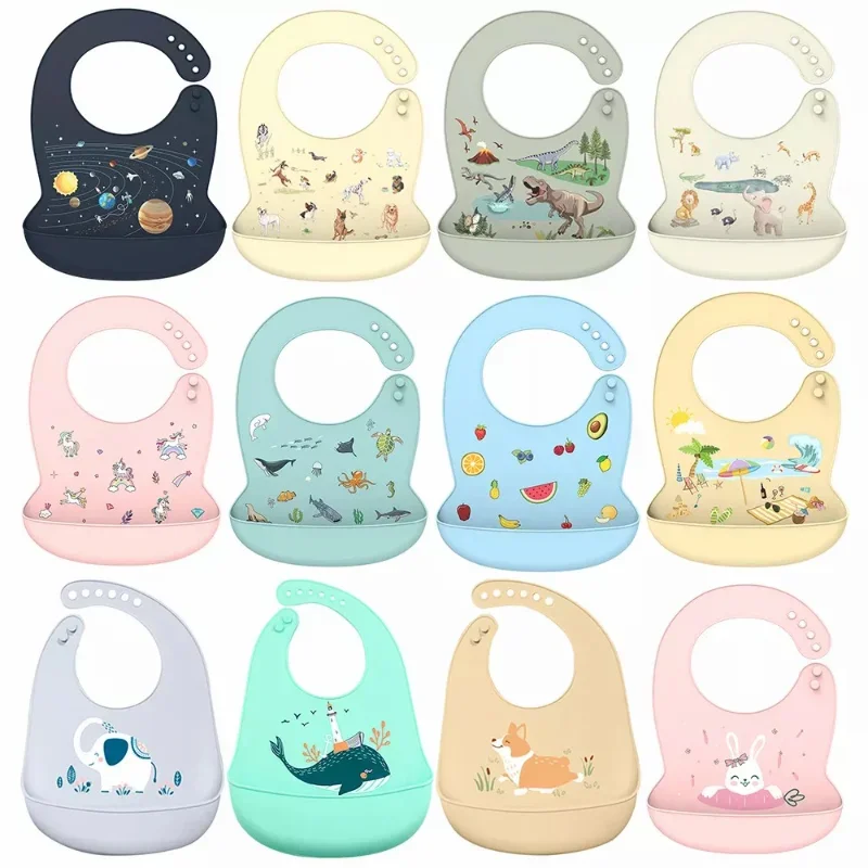 

Silicone Babi Bib Waterproof Saliva Dripping Banana Bibs Cartoon Newborn Feeding Soft Edible Aprons Baby Adjustable Burp Scarf