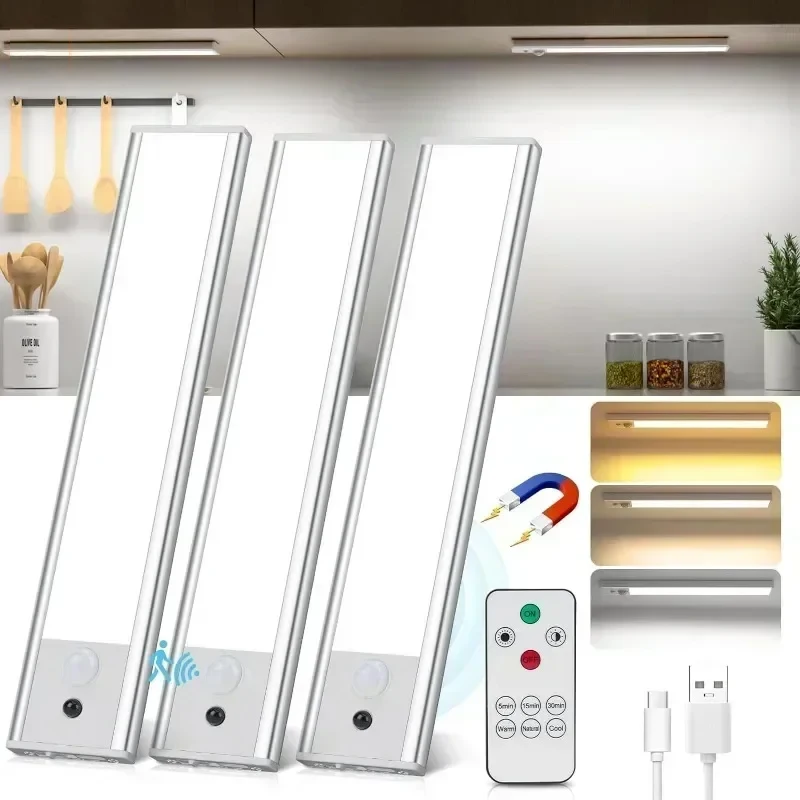 LED Night Light Motion Sensor USB Rechargeable Night Lamp 1500mAh For Room Kitchen Cabinet Staircase Corridor Lighting