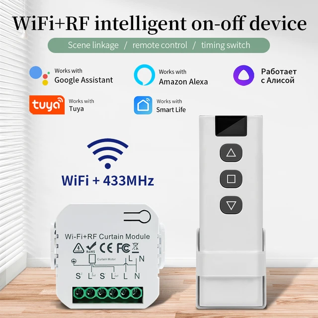 MOES Interrupteur Module Volet Roulant Connecté, Commutateur Rideau Stores  WiFi, Compatible avec Alexa Google Home Smart Life Tuya pour Commande