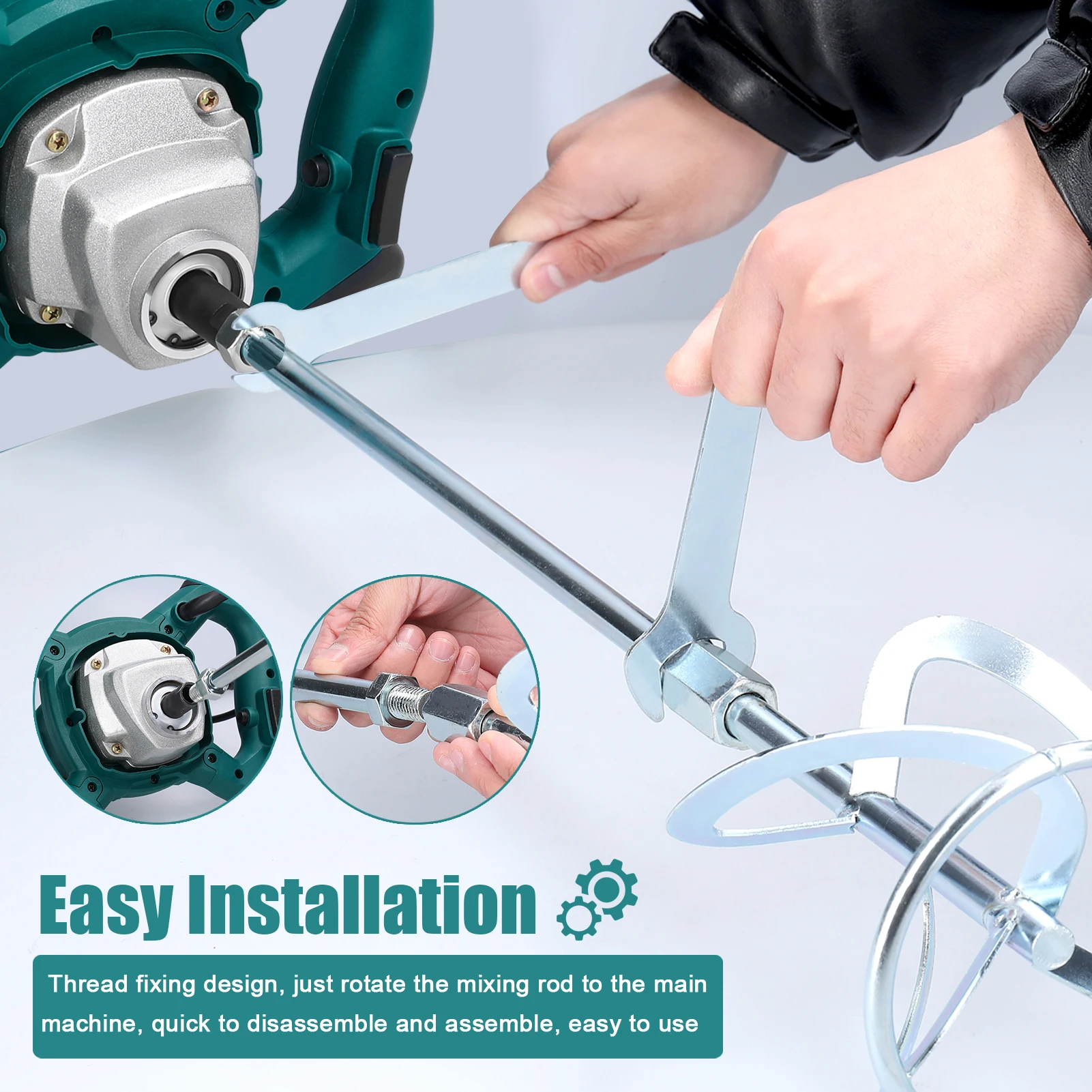 KKnoon 2600W bétonnière électrique Portable béton ciment mélangeur 6 vitesses réglable mélangeur