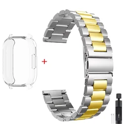Luxury Stainless Steel Strap and TPU Case for Redmi Watch 5 Lite (Tr- Silver Gold)