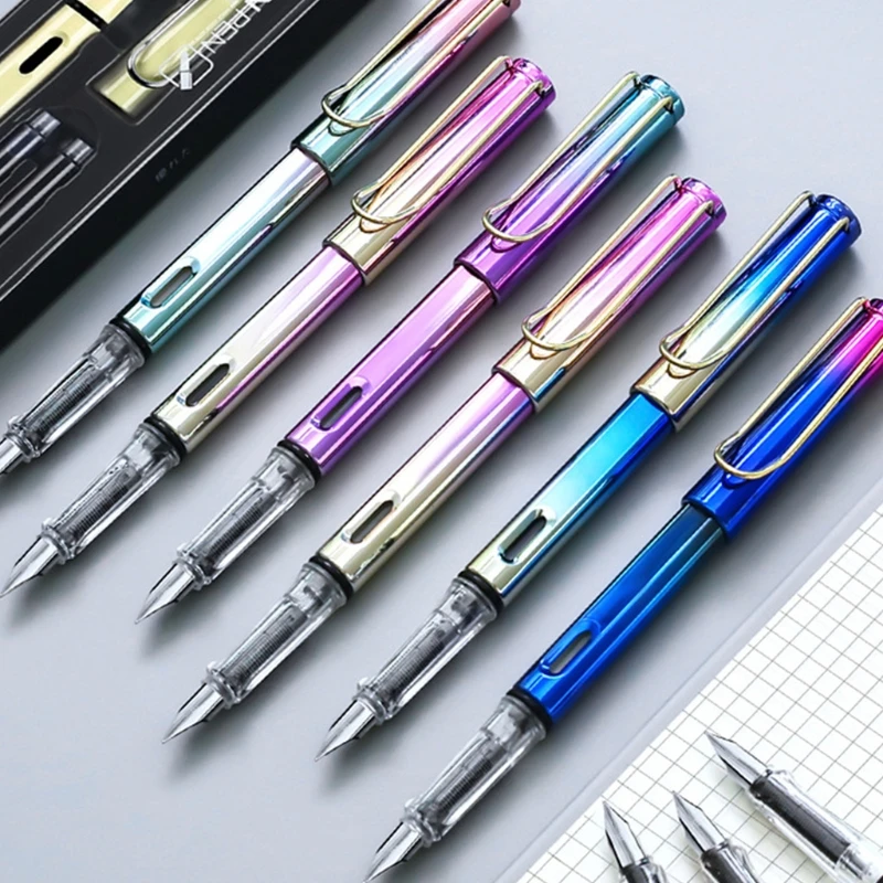 Metallic Pistonfilled Fountain Pen Ef Nib Large Ink Storage Capacity Ideal For Student Children