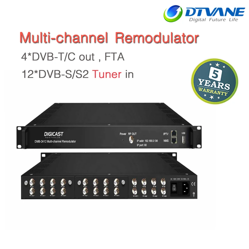 (Dmb-2412 Digital Hotel Tv 4 Cam A Dvb-C Dvb-T Modular Headend Dvb-S S2 Sat Cofdm Transmodular